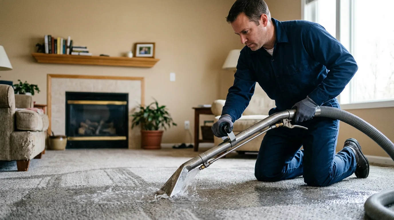Water damage restoration technician working near Blue Earth, MN